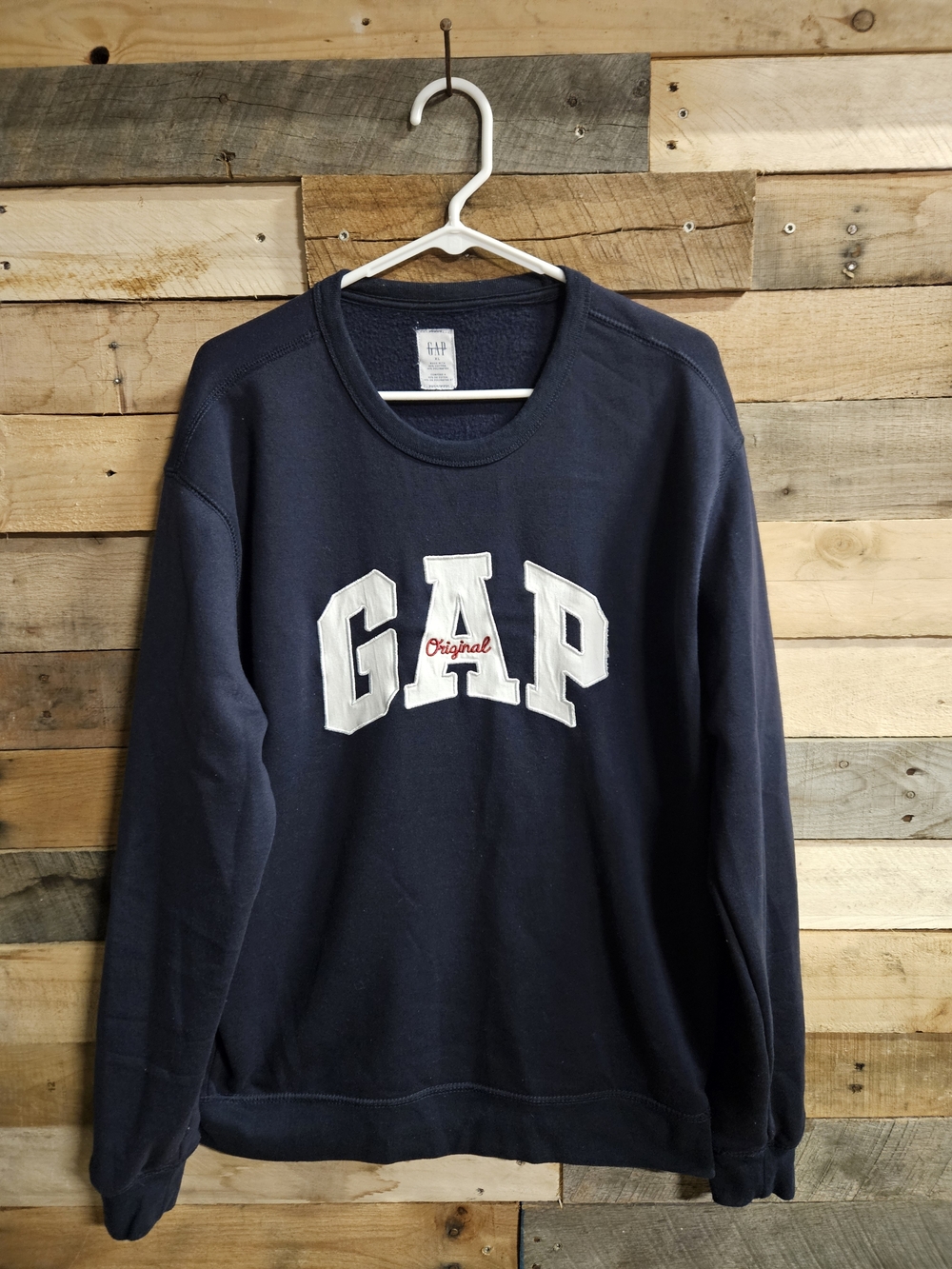 GAP Navy Crewneck with White Logo and Red Script